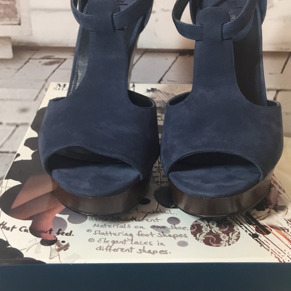 Maria Pova By Cole Haan T strap suede Wedges shoes NWOB - Picture 4 of 8